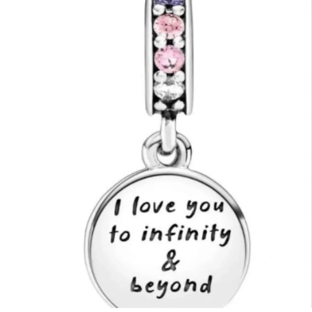 Glittering Infinity Hearts and Stars Dangle Pandora Charm - Picture 2 of 6